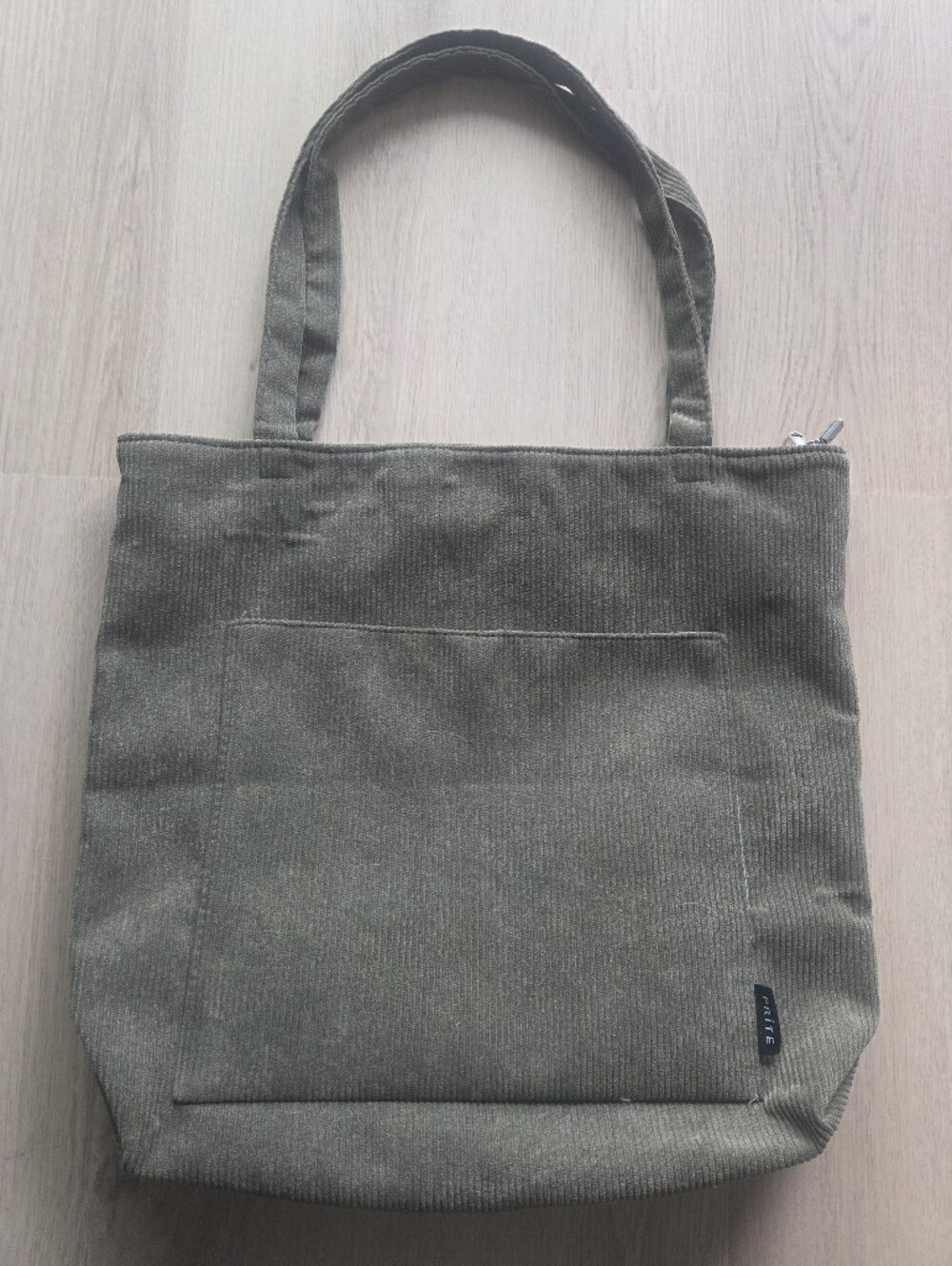 Prite - Olive Green Canvas Tote Bag w/ Pockets
